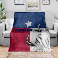 Texas Flag Fishing Blanket Hook and Fish Illustration and Custom Name Detail - Wonder Print Shop