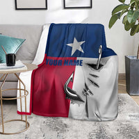 Texas Flag Fishing Blanket Hook and Fish Illustration and Custom Name Detail - Wonder Print Shop
