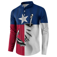 Texas Flag Fishing Button Sweatshirt Hook and Fish Illustration and Custom Name Detail - Wonder Print Shop