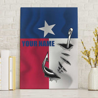 Texas Flag Fishing Canvas Wall Art Hook and Fish Illustration and Custom Name Detail - Wonder Print Shop