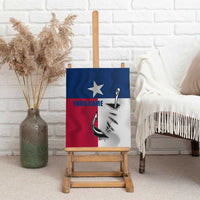 Texas Flag Fishing Canvas Wall Art Hook and Fish Illustration and Custom Name Detail - Wonder Print Shop