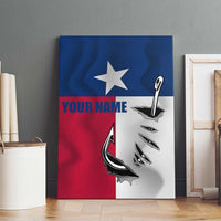 Texas Flag Fishing Canvas Wall Art Hook and Fish Illustration and Custom Name Detail - Wonder Print Shop