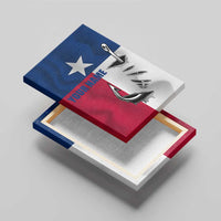 Texas Flag Fishing Canvas Wall Art Hook and Fish Illustration and Custom Name Detail - Wonder Print Shop