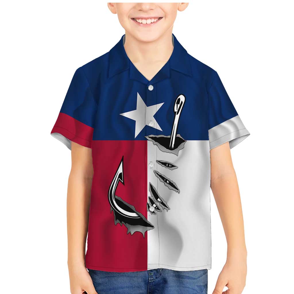 Texas Flag Fishing Family Matching Mermaid Dress and Hawaiian Shirt Hook and Fish Illustration and Custom Name Detail - Wonder Print Shop