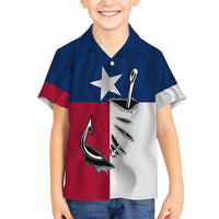 Texas Flag Fishing Family Matching Off Shoulder Maxi Dress and Hawaiian Shirt Hook and Fish Illustration and Custom Name Detail - Wonder Print Shop