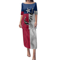Texas Flag Fishing Family Matching Puletasi and Hawaiian Shirt Hook and Fish Illustration and Custom Name Detail - Wonder Print Shop