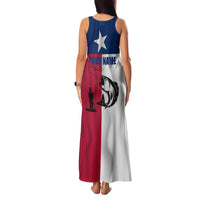 Texas Flag Fishing Family Matching Tank Maxi Dress and Hawaiian Shirt Hook and Fish Illustration and Custom Name Detail - Wonder Print Shop