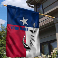Texas Flag Fishing Garden Flag Hook and Fish Illustration and Custom Name Detail - Wonder Print Shop
