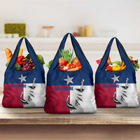 Texas Flag Fishing Grocery Bag Hook and Fish Illustration and Custom Name Detail - Wonder Print Shop