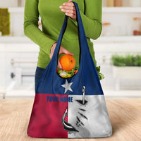 Texas Flag Fishing Grocery Bag Hook and Fish Illustration and Custom Name Detail - Wonder Print Shop