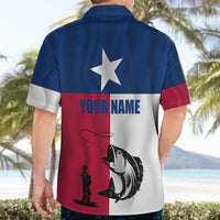 Texas Flag Fishing Hawaiian Shirt Hook and Fish Illustration and Custom Name Detail - Wonder Print Shop