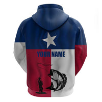 Texas Flag Fishing Hoodie Hook and Fish Illustration and Custom Name Detail - Wonder Print Shop