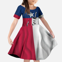 Texas Flag Fishing Kid Short Sleeve Dress Hook and Fish Illustration and Custom Name Detail - Wonder Print Shop