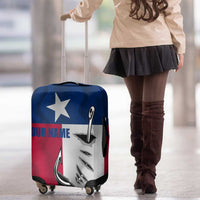 Texas Flag Fishing Luggage Cover Hook and Fish Illustration and Custom Name Detail - Wonder Print Shop