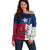 Texas Flag Fishing Off Shoulder Sweater Hook and Fish Illustration and Custom Name Detail - Wonder Print Shop