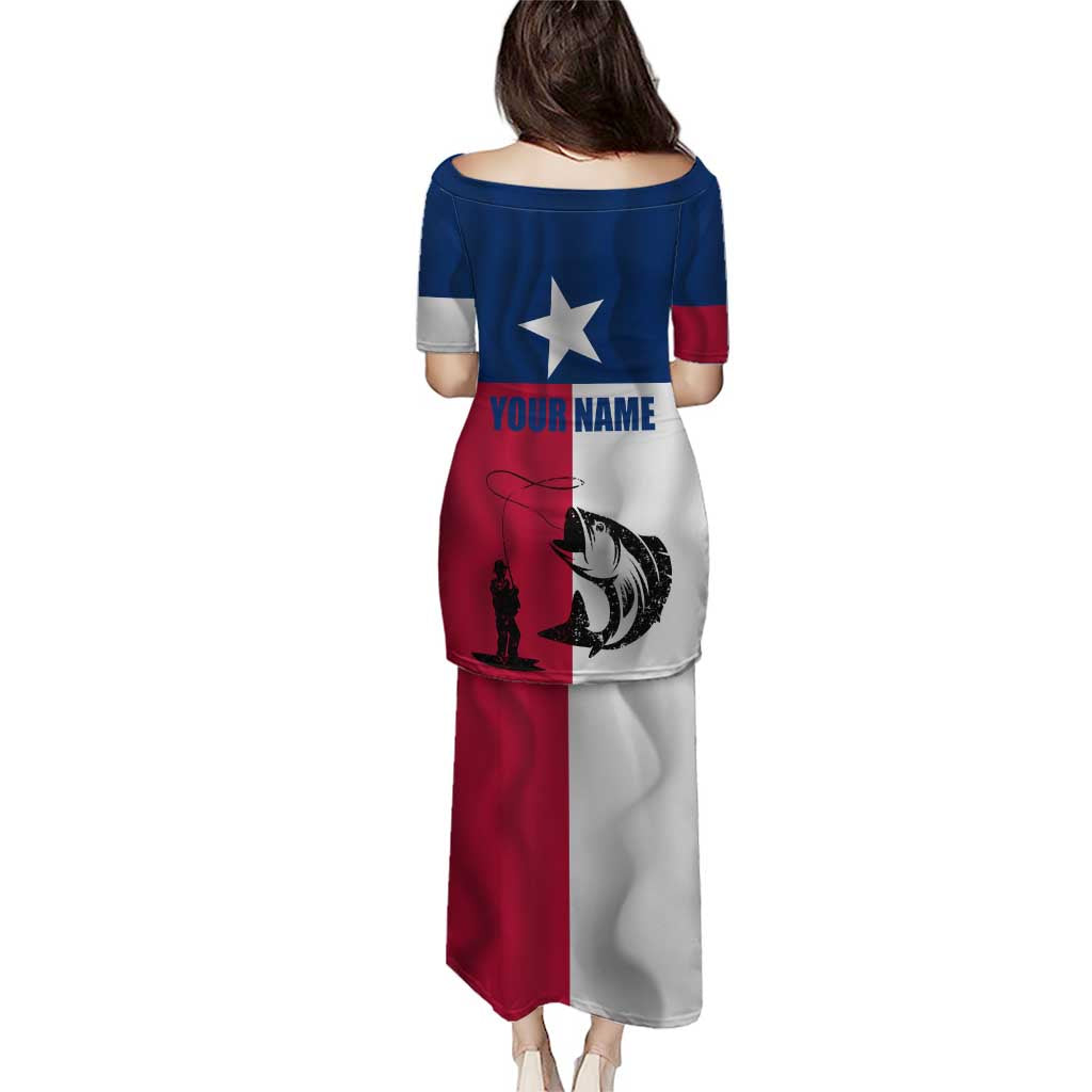 Texas Flag Fishing Puletasi Hook and Fish Illustration and Custom Name Detail - Wonder Print Shop