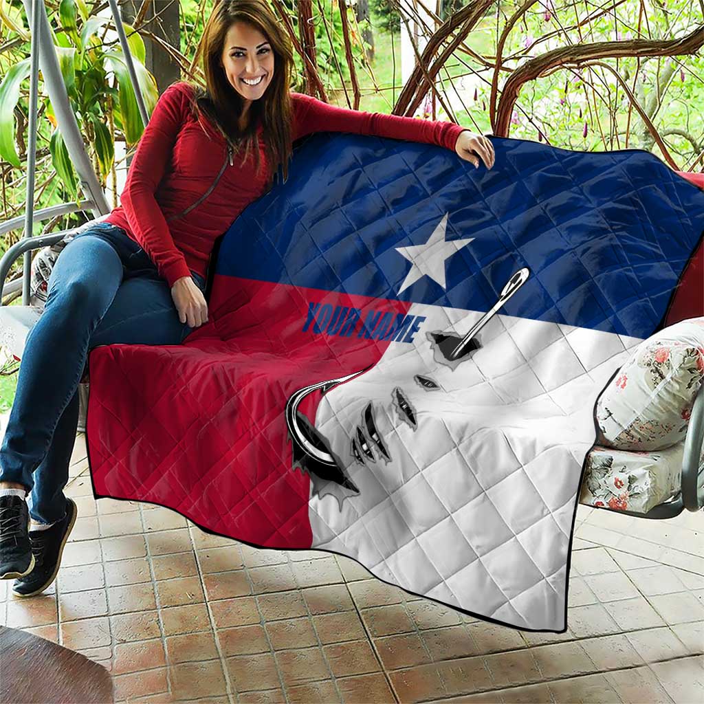 Texas Flag Fishing Quilt Hook and Fish Illustration and Custom Name Detail - Wonder Print Shop
