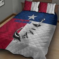 Texas Flag Fishing Quilt Bed Set Hook and Fish Illustration and Custom Name Detail - Wonder Print Shop