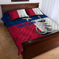 Texas Flag Fishing Quilt Bed Set Hook and Fish Illustration and Custom Name Detail - Wonder Print Shop