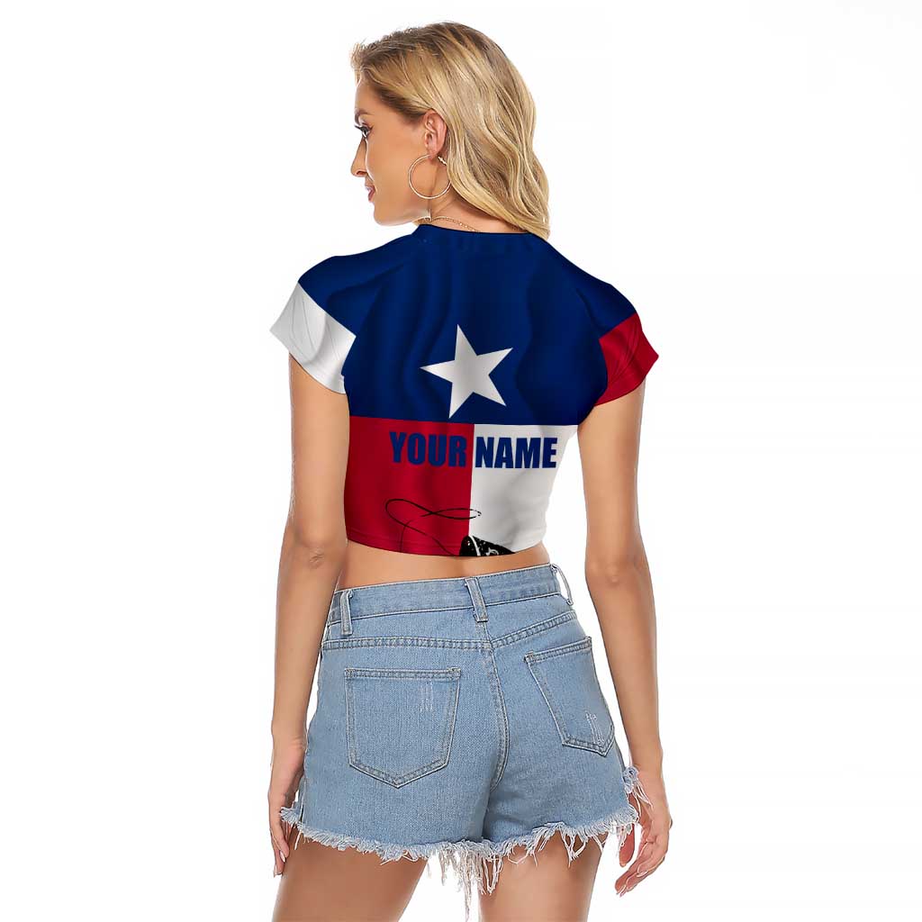 Texas Flag Fishing Raglan Cropped T Shirt Hook and Fish Illustration and Custom Name Detail - Wonder Print Shop