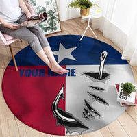 Texas Flag Fishing Round Carpet Hook and Fish Illustration and Custom Name Detail - Wonder Print Shop