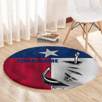 Texas Flag Fishing Round Carpet Hook and Fish Illustration and Custom Name Detail - Wonder Print Shop