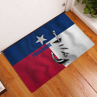 Texas Flag Fishing Rubber Doormat Hook and Fish Illustration and Custom Name Detail - Wonder Print Shop