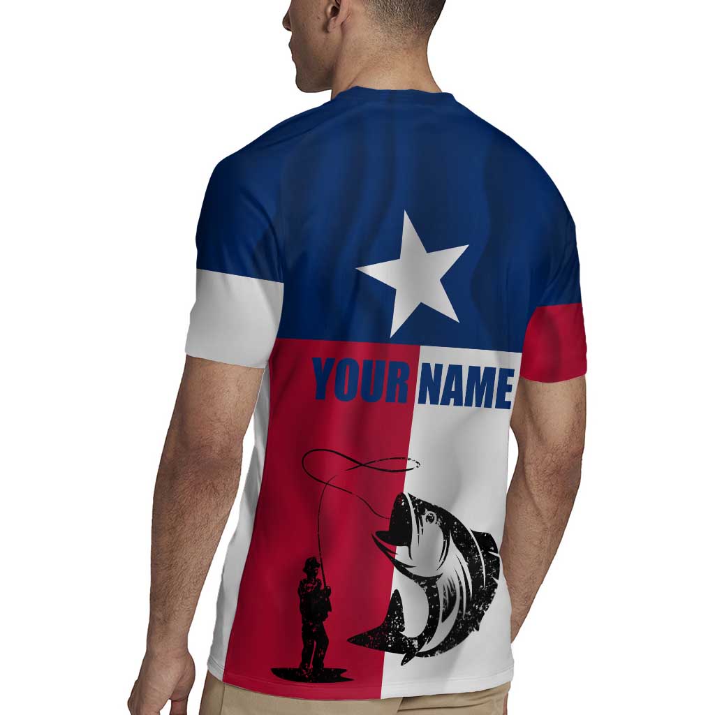 Texas Flag Fishing Rugby Jersey Hook and Fish Illustration and Custom Name Detail - Wonder Print Shop