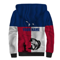 Texas Flag Fishing Sherpa Hoodie Hook and Fish Illustration and Custom Name Detail - Wonder Print Shop