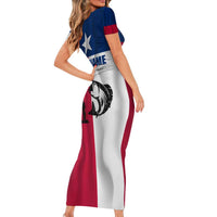 Texas Flag Fishing Short Sleeve Bodycon Dress Hook and Fish Illustration and Custom Name Detail - Wonder Print Shop