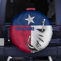 Texas Flag Fishing Spare Tire Cover Hook and Fish Illustration and Custom Name Detail - Wonder Print Shop