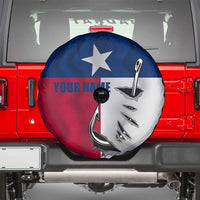 Texas Flag Fishing Spare Tire Cover Hook and Fish Illustration and Custom Name Detail - Wonder Print Shop