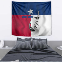 Texas Flag Fishing Tapestry Hook and Fish Illustration and Custom Name Detail - Wonder Print Shop