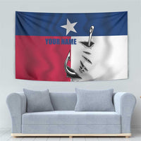 Texas Flag Fishing Tapestry Hook and Fish Illustration and Custom Name Detail - Wonder Print Shop