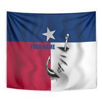 Texas Flag Fishing Tapestry Hook and Fish Illustration and Custom Name Detail - Wonder Print Shop