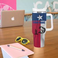 Texas Flag Fishing Tumbler With Handle Hook and Fish Illustration and Custom Name Detail - Wonder Print Shop