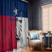 Texas Flag Fishing Window Curtain Hook and Fish Illustration and Custom Name Detail - Wonder Print Shop