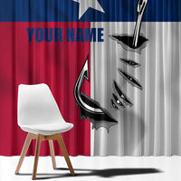 Texas Flag Fishing Window Curtain Hook and Fish Illustration and Custom Name Detail - Wonder Print Shop