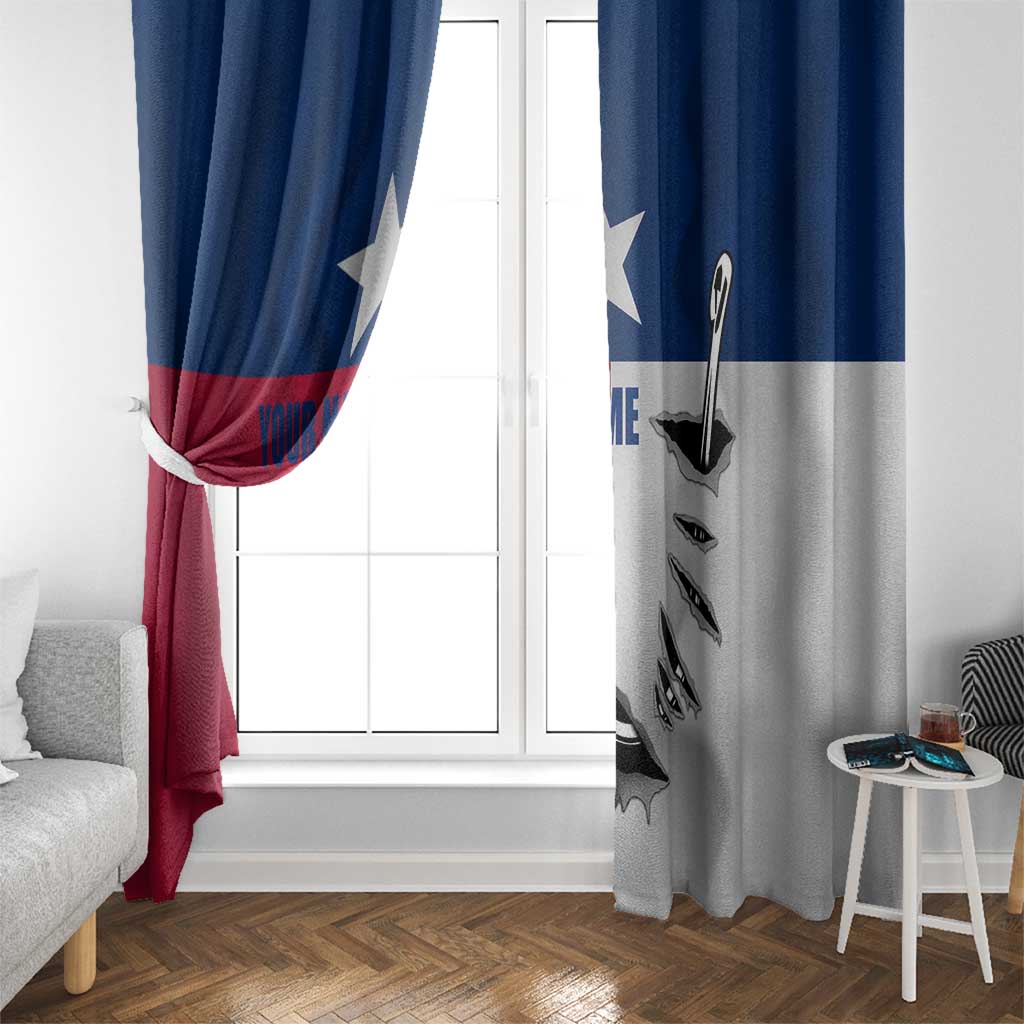 Texas Flag Fishing Window Curtain Hook and Fish Illustration and Custom Name Detail - Wonder Print Shop