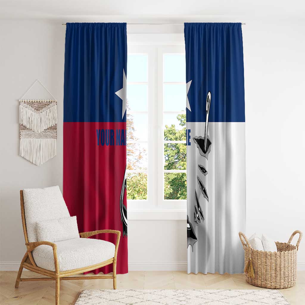 Texas Flag Fishing Window Curtain Hook and Fish Illustration and Custom Name Detail - Wonder Print Shop