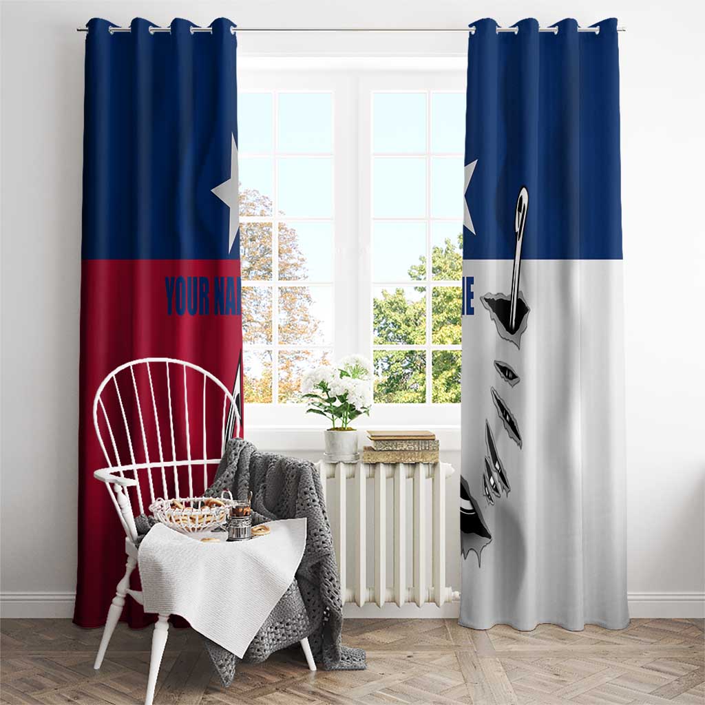 Texas Flag Fishing Window Curtain Hook and Fish Illustration and Custom Name Detail - Wonder Print Shop