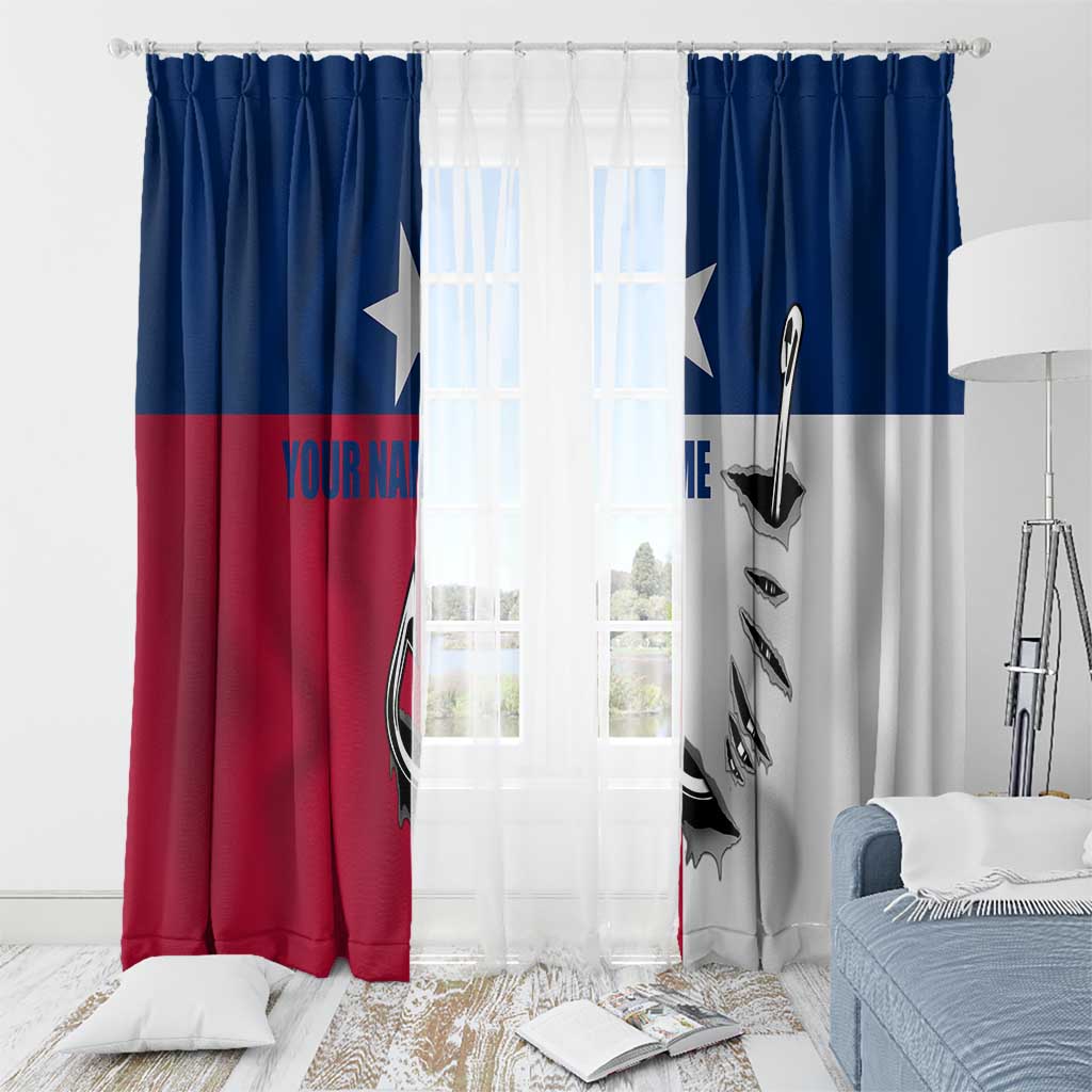 Texas Flag Fishing Window Curtain Hook and Fish Illustration and Custom Name Detail - Wonder Print Shop