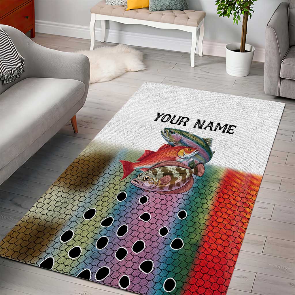 Multicolor Fish Pattern Design Area Rug Fishing Scaled Texture and Custom Name Print - Wonder Print Shop