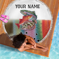 Multicolor Fish Pattern Design Beach Blanket Fishing Scaled Texture and Custom Name Print - Wonder Print Shop