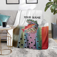 Multicolor Fish Pattern Design Blanket Fishing Scaled Texture and Custom Name Print - Wonder Print Shop