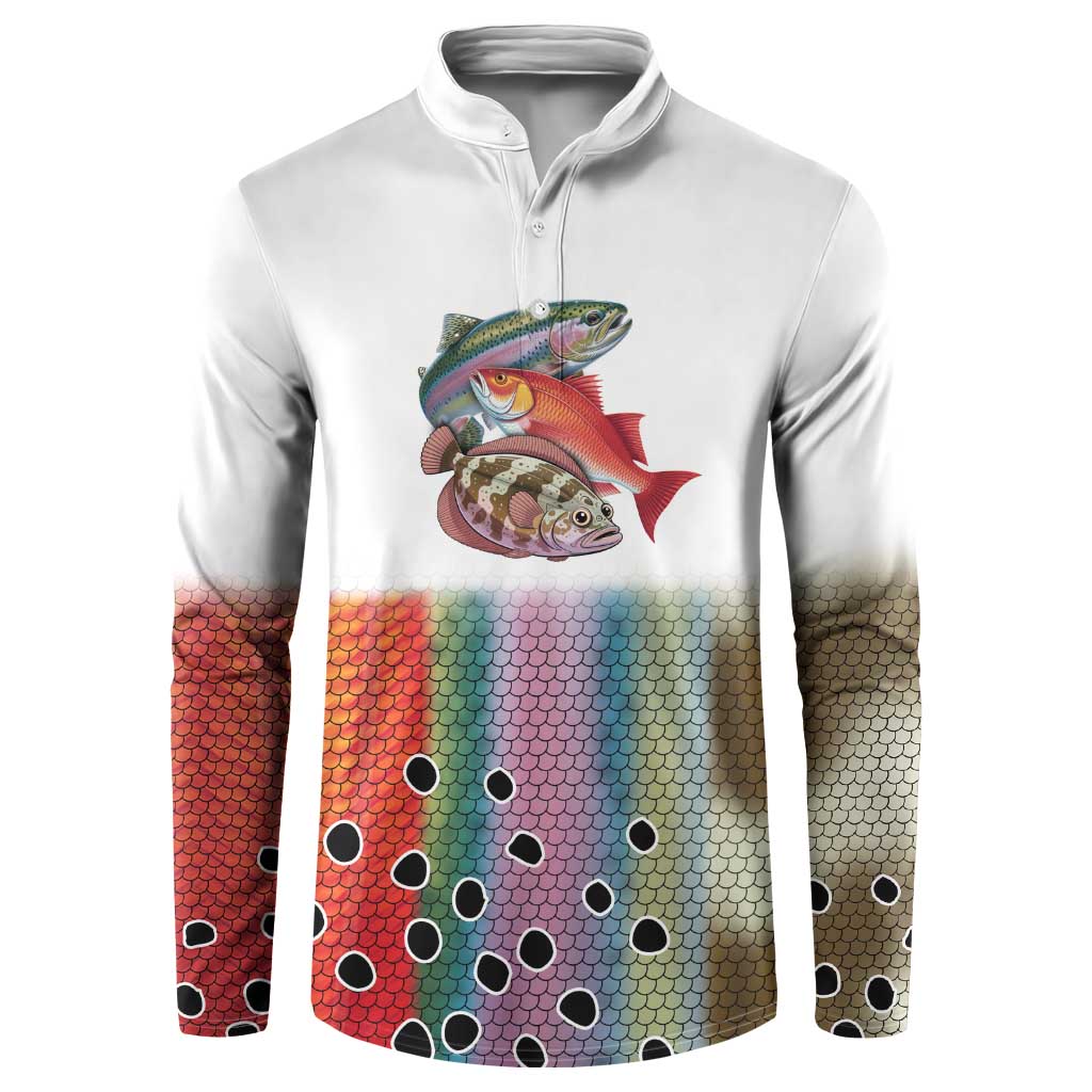 Multicolor Fish Pattern Design Button Sweatshirt Fishing Scaled Texture and Custom Name Print - Wonder Print Shop