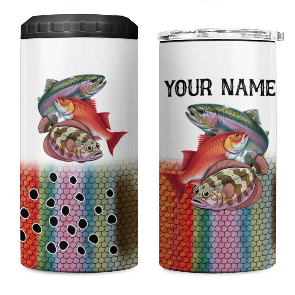 Multicolor Fish Pattern Design 4 in 1 Can Cooler Tumbler Fishing Scaled Texture and Custom Name Print - Wonder Print Shop