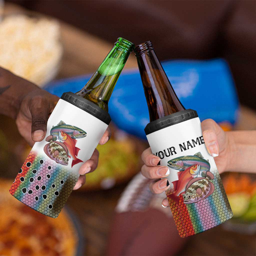 Multicolor Fish Pattern Design 4 in 1 Can Cooler Tumbler Fishing Scaled Texture and Custom Name Print - Wonder Print Shop