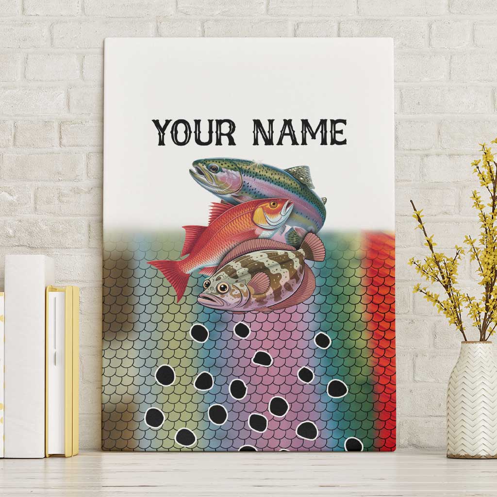 Multicolor Fish Pattern Design Canvas Wall Art Fishing Scaled Texture and Custom Name Print - Wonder Print Shop