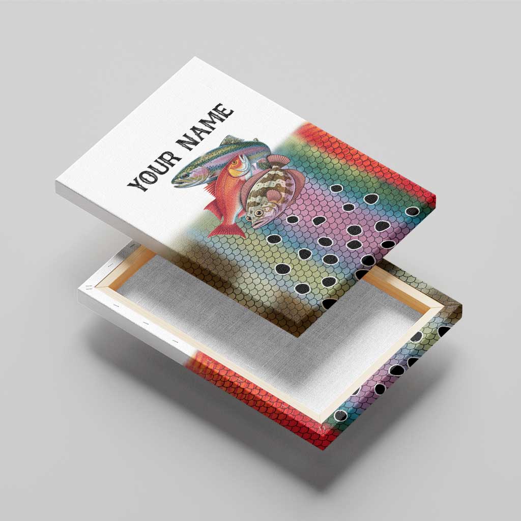 Multicolor Fish Pattern Design Canvas Wall Art Fishing Scaled Texture and Custom Name Print - Wonder Print Shop